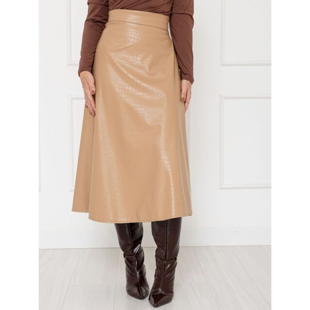 Saia Midi Envelope Transpassada PU Premium Croco ATENA Nude Tamanho Único