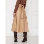 Saia Midi Envelope Transpassada PU Premium Croco ATENA Nude Tamanho Único