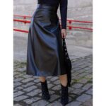 Saia Midi Envelope Transpassada PU Premium Croco ATENA Preta Tamanho Único