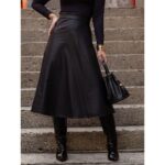Saia Midi Envelope Transpassada PU Premium SERAPHINE Preta Tamanho Único