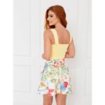 Blusa Cropped Top Alças Largas Decote Reto GIANNI Amarela