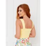 Blusa Cropped Top Alças Largas Decote Reto GIANNI Amarela