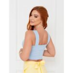 Blusa Cropped Top Alças Largas Decote Reto GIANNI Azul