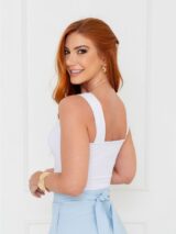 Blusa Cropped Top Alças Largas Decote Reto GIANNI Branca