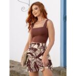 Blusa Cropped Top Alças Largas Decote Reto GIANNI Marrom