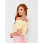 Blusa Manga Curta Ciganinha Air Flow CAJÚ Amarela