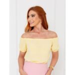 Blusa Manga Curta Ciganinha Air Flow CAJÚ Amarela