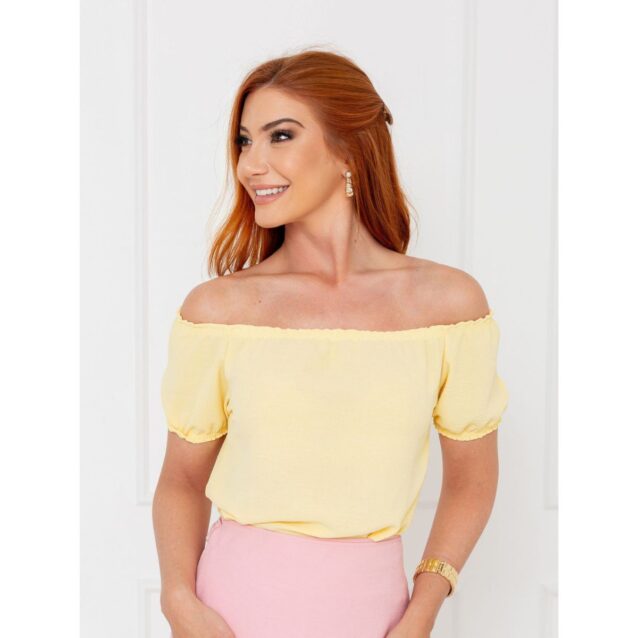 Blusa Manga Curta Ciganinha Air Flow CAJÚ Amarela