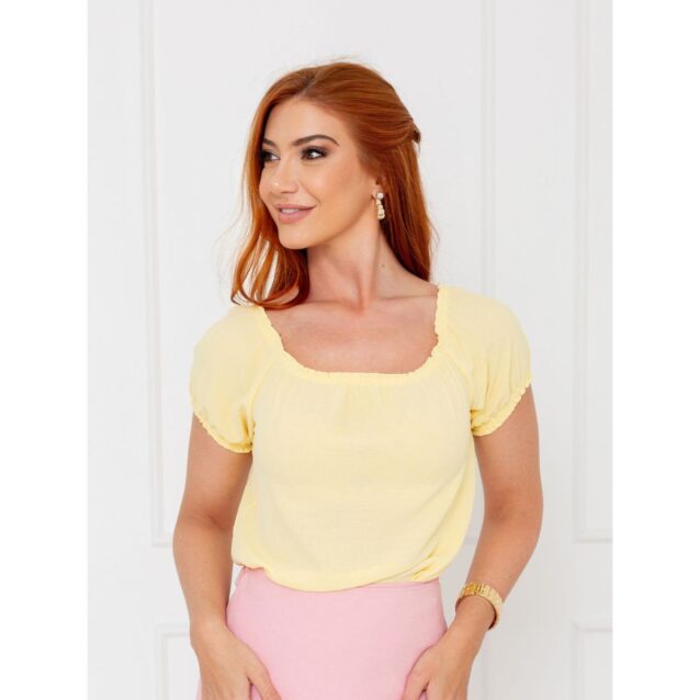 Blusa Manga Curta Ciganinha Air Flow CAJÚ Amarela