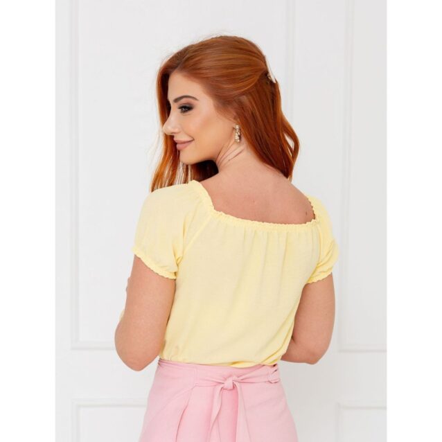 Blusa Manga Curta Ciganinha Air Flow CAJÚ Amarela