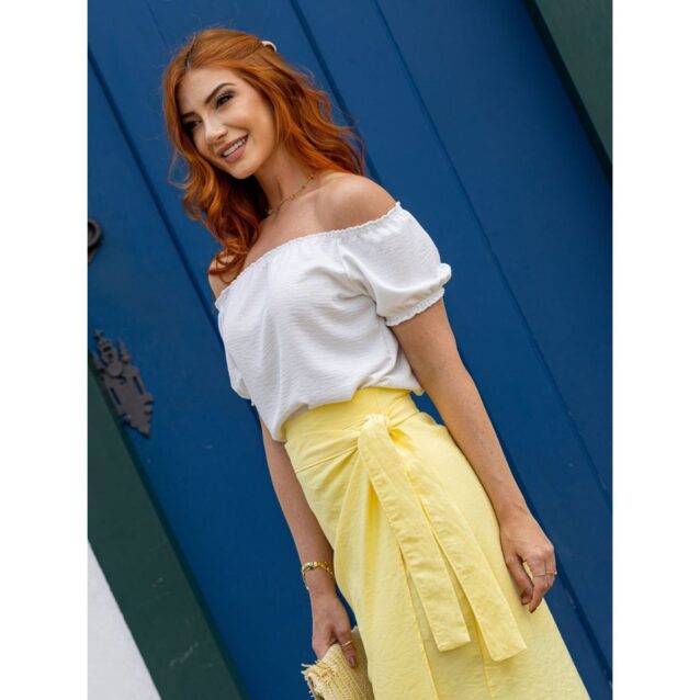 Blusa Manga Curta Ciganinha Air Flow CAJÚ Branca