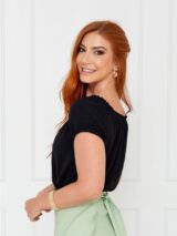 Blusa Manga Curta Ciganinha Air Flow CAJÚ Preta