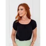 Blusa Manga Curta Ciganinha Air Flow CAJÚ Preta