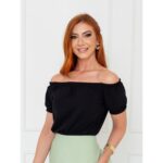 Blusa Manga Curta Ciganinha Air Flow CAJÚ Preta