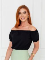 Blusa Manga Curta Ciganinha Air Flow CAJÚ Preta