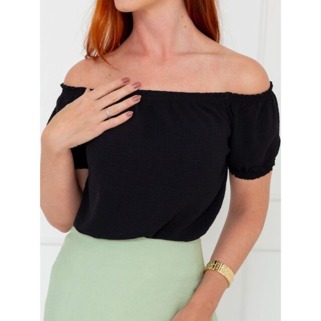 Blusa Manga Curta Ciganinha Air Flow CAJÚ Preta