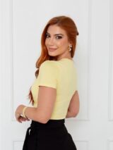 Blusa Manga Curta Transpassada GIORGIA Amarela