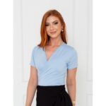 Blusa Manga Curta Transpassada GIORGIA Azul