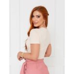 Blusa Manga Curta Transpassada GIORGIA Creme