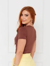 Blusa Manga Curta Transpassada GIORGIA Preta