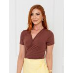 Blusa Manga Curta Transpassada GIORGIA Preta