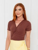 Blusa Manga Curta Transpassada GIORGIA Preta