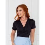 Blusa Manga Curta Transpassada GIORGIA Preta
