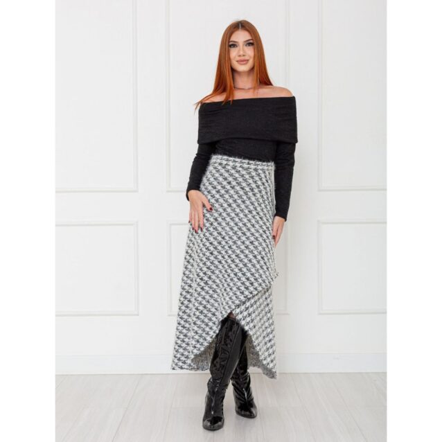 Blusa Manga Longa Ombro a Ombro Tweed BLAIR Preta