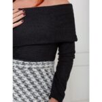 Blusa Manga Longa Ombro a Ombro Tweed BLAIR Preta
