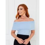 Blusa Ombro a Ombro Malha CAMÉLIA Azul