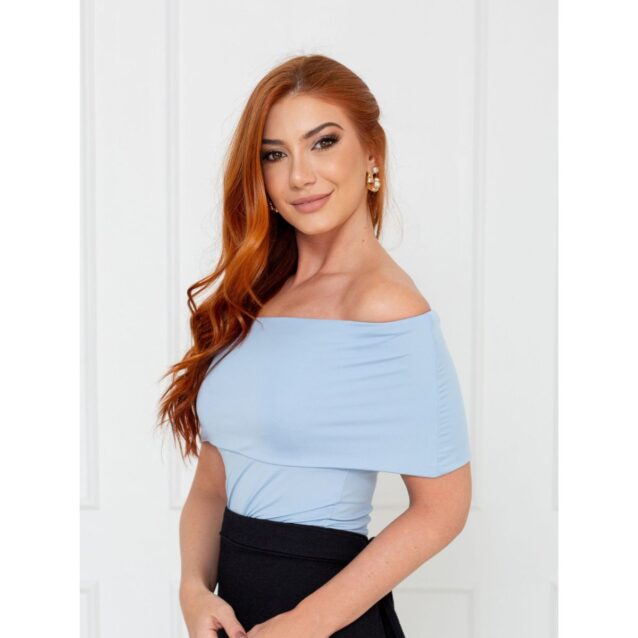 Blusa Ombro a Ombro Malha CAMÉLIA Azul