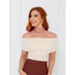 Blusa Ombro a Ombro Malha CAMÉLIA Creme