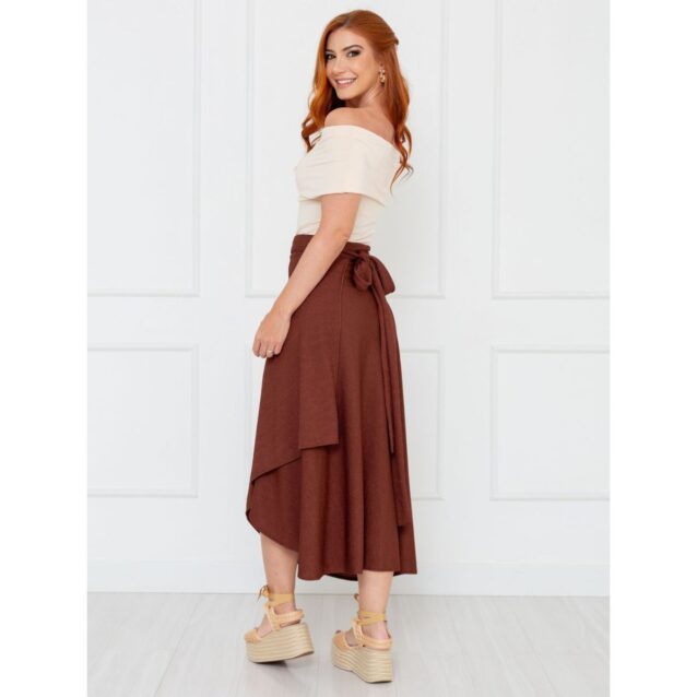 Blusa Ombro a Ombro Malha CAMÉLIA Creme