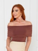 Blusa Ombro a Ombro Malha CAMÉLIA Marrom