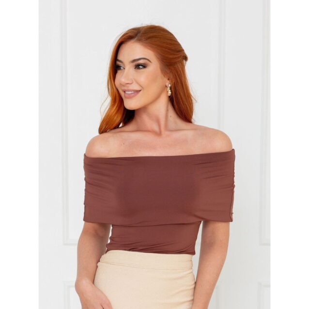 Blusa Ombro a Ombro Malha CAMÉLIA Marrom
