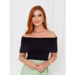 Blusa Ombro a Ombro Malha CAMÉLIA Preta