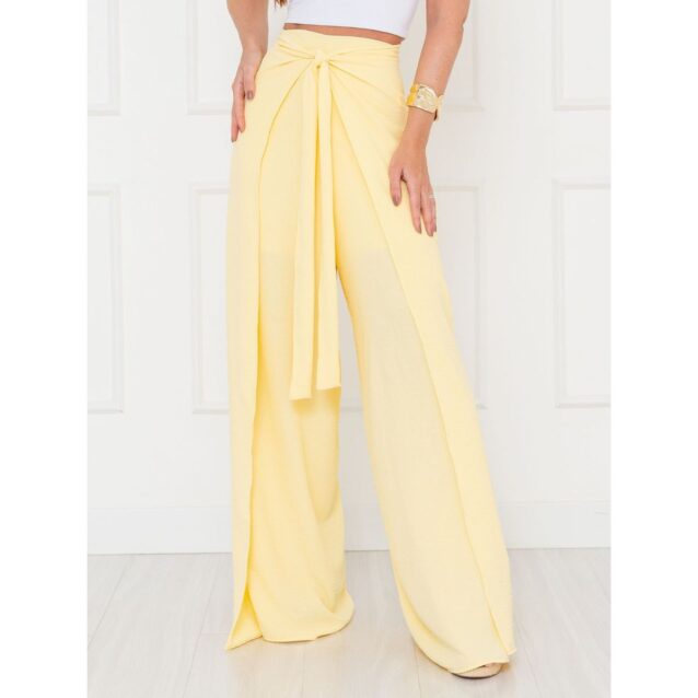 Calça Pantalona Transpassada Envelope VICTORIA Amarela Tamanho Único