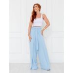 Calça Pantalona Transpassada Envelope VICTORIA Azul Tamanho Único