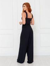 Calça Pantalona Transpassada Envelope VICTORIA Preta Tamanho Único