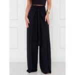 Calça Pantalona Transpassada Envelope VICTORIA Preta Tamanho Único