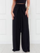 Calça Pantalona Transpassada Envelope VICTORIA Preta Tamanho Único