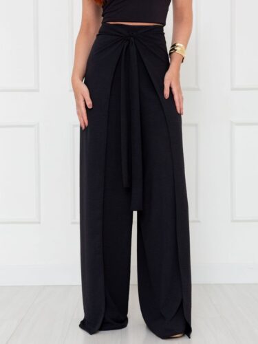 Calça Pantalona Transpassada Envelope VICTORIA Preta Tamanho Único