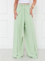Calça Pantalona Transpassada Envelope VICTORIA Verde Claro Tamanho Único