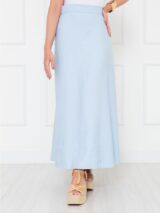 Saia Longa Envelope Transpassada Alfaiataria CLEMENTINE Azul Tamanho Único
