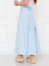 Saia Longa Envelope Transpassada Alfaiataria CLEMENTINE Azul Tamanho Único