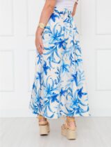 Saia Longa Envelope Transpassada Alfaiataria CLEMENTINE Floral Azul Tamanho Único