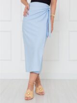 Saia Longa Envelope Transpassada Alfaiataria ORQUÍDEA Azul