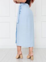 Saia Longa Envelope Transpassada Alfaiataria ORQUÍDEA Azul