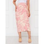Saia Longa Envelope Transpassada Alfaiataria ORQUÍDEA Floral Rosa