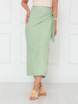 Saia Longa Envelope Transpassada Alfaiataria ORQUÍDEA Verde
